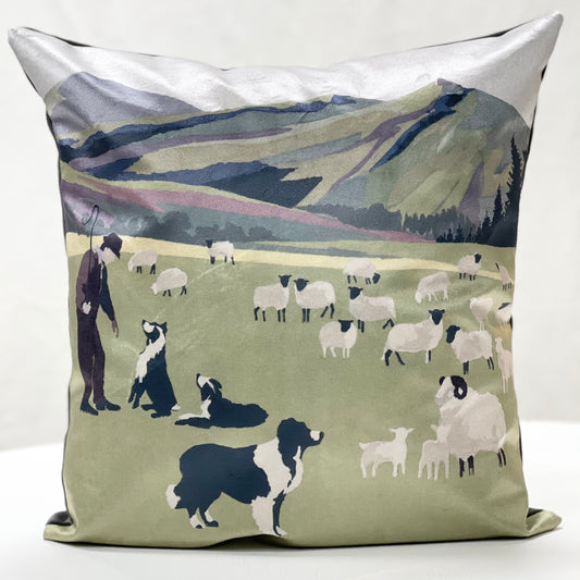 Welsh valleys velvet cushion