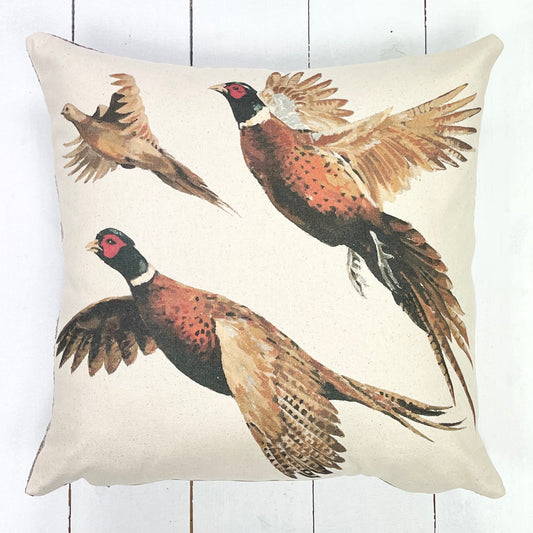 Flying pheasant cushion