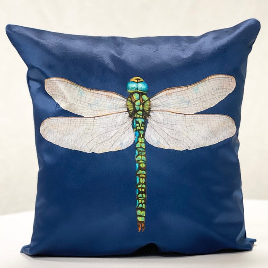 Blue velvet dragonfly cushion